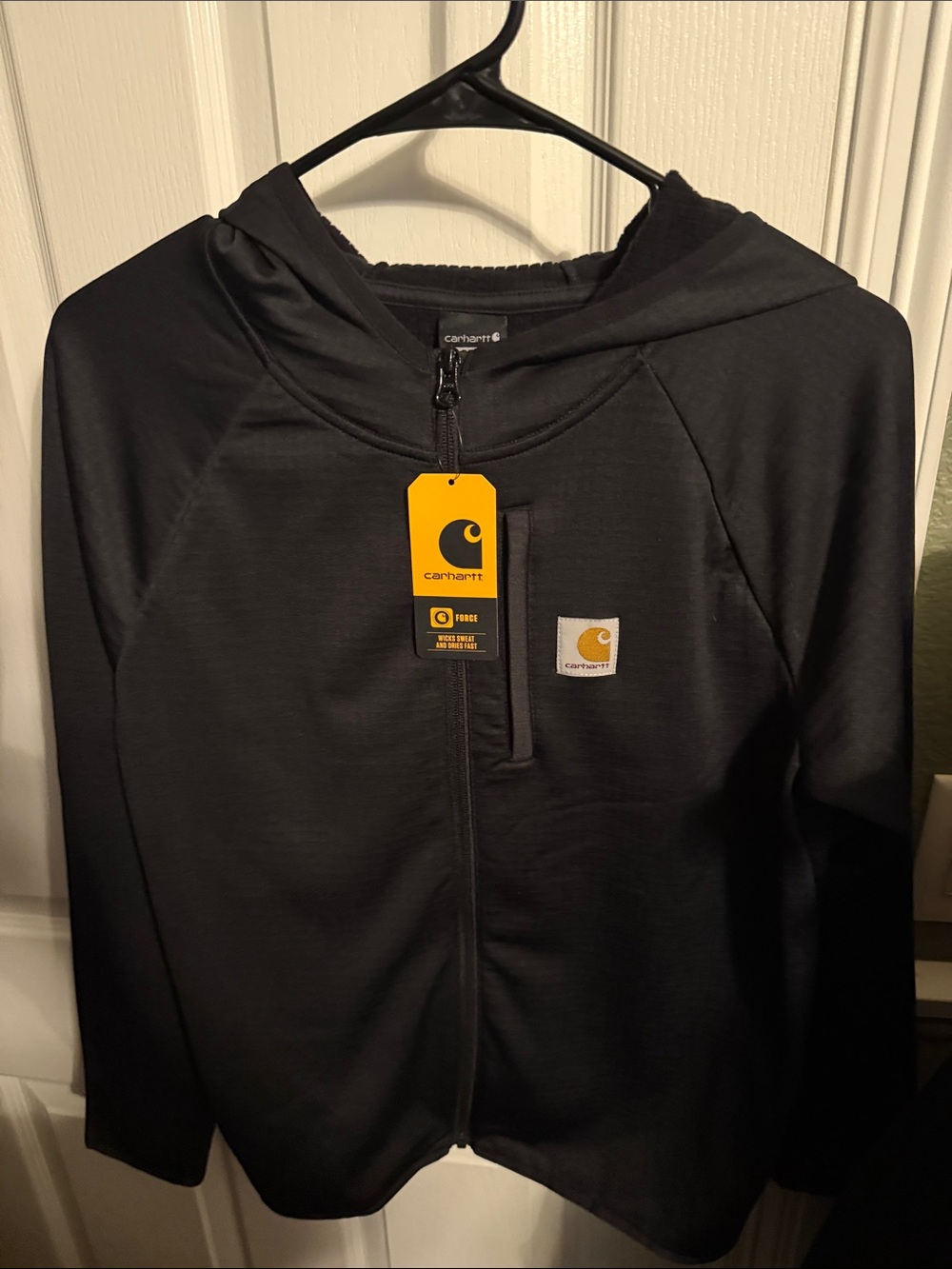 Carhartt Kids Black Full-Zip Hoodie with Chest Pocket size L 14/16